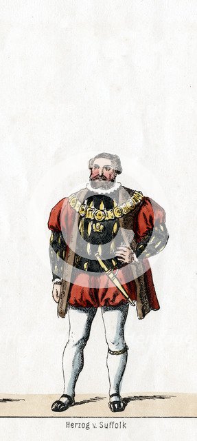 Duke of Suffolk, costume design for Shakespeare's play, Henry VIII, 19th century. Artist: Unknown