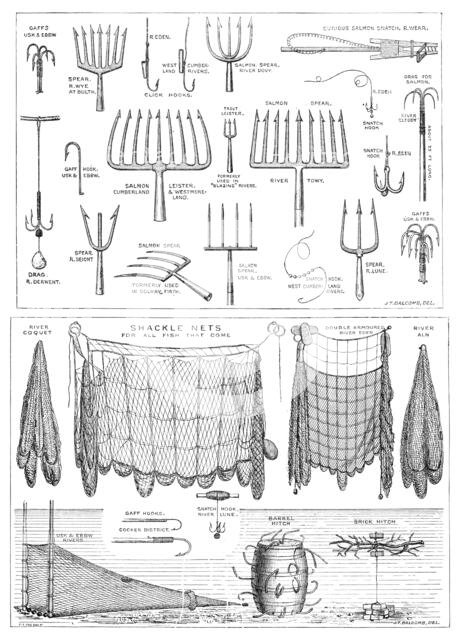 The International Fisheries Exhibition: salmon-poaching implements: Mr. Ffennell's Collection, 1883. Creator: Unknown.