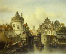 Imaginary View based on the Kolksluis, Amsterdam, 1839. Creator: Salomon Leonardus Verveer.