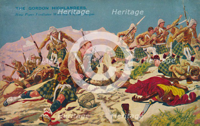 'The Gordon Highlanders. How Piper Findlater won the V.C. at Dargai', 1897, (1939). Creator: Unknown.