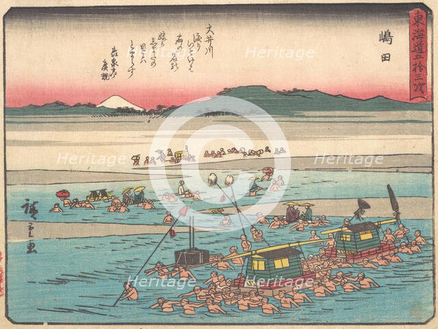 Shimada; Oigawa Shun-Gan, Banks of the Oi River, ca. 1838., ca. 1838. Creator: Ando Hiroshige.