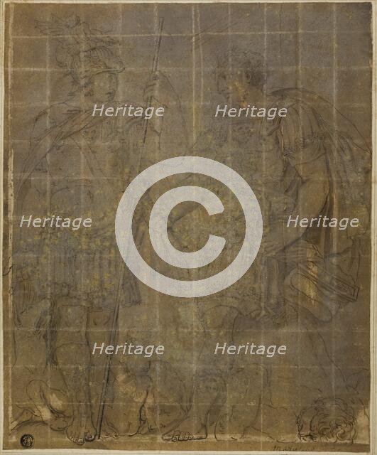 Two Roman Warriors with She-Wolf, Romulus, and Remus, n.d. Creator: Unknown.