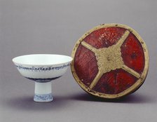 Stem Bowl with Tibetan Inscription, Ming dynasty, Xuande reign mark and period (1426-1435). Creator: Unknown.