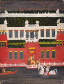 Krishna Receives a Flower Garland, c. 1750-1760. Creator: Sitaram (Indian).