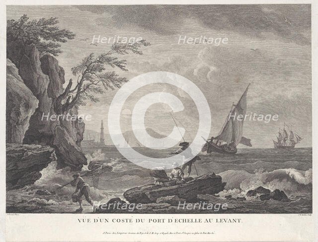 Coastal View of a Port City in the Levant, ca. 1770. Creator: Aveline.