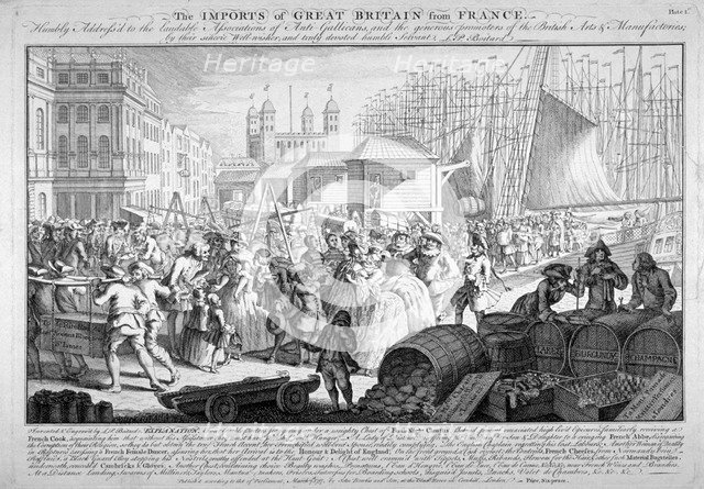 'The imports of Great Britain from France', 1757.     Artist: LP Boitard