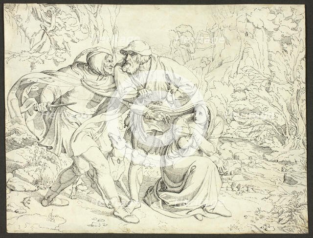 Genoveva’s Murderers Take Pity, c. 1830. Creator: Joseph Ritter von Führich.