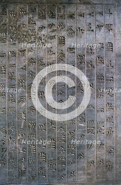 Relief of cuneiform text, the Apadana, Persepolis, Iran