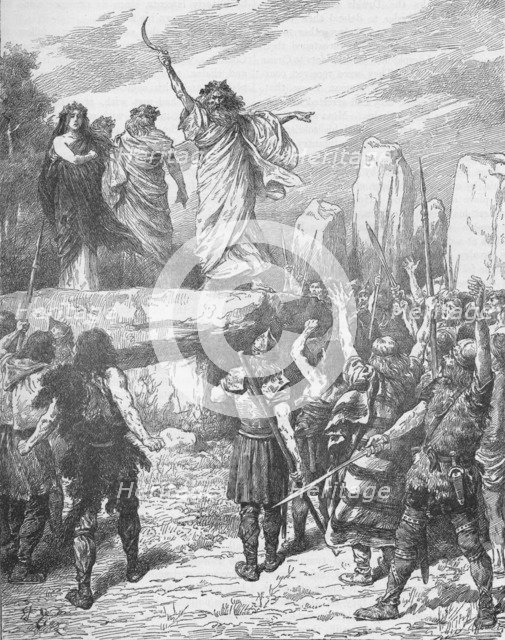 Druids inciting the Britons to oppose the landing of the Romans, 43 (1905). Artist: Unknown.