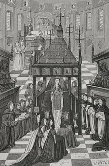 Funeral of Anne of Brittany, (1477-1514), Duchess of Brittany and Queen consort of France (1877).  Creator: Unknown.