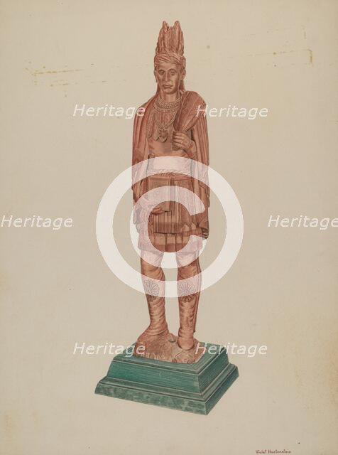 Cigar Store Indian, c. 1941. Creator: Violet Hartenstein.