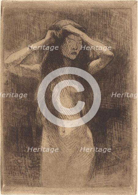 Nude Girl Combing Her Hair, 1887. Creator: Paul Albert Besnard.