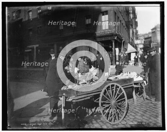 A banana cart, New York, c1900. Creator: Byron Company.