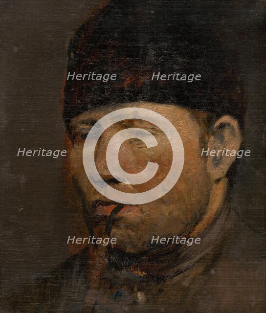 Head Study of a Peasant with a Pipe, 1880-1900. Creator: Ladislav Mednyanszky.