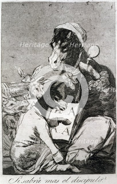 Los Caprichos, series of etchings by Francisco de Goya (1746-1828), plate 37: '¿Si sabra más el d…