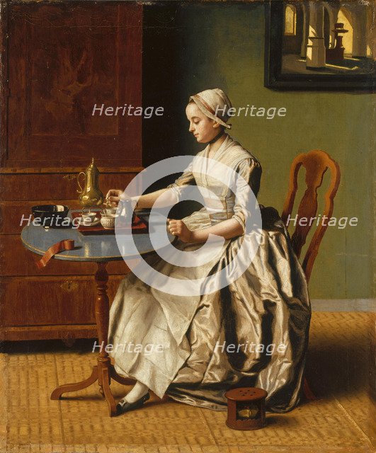 A Lady pouring Chocolate (La Chocolatière), c. 1745. Artist: Liotard, Jean-Étienne (1702-1789)