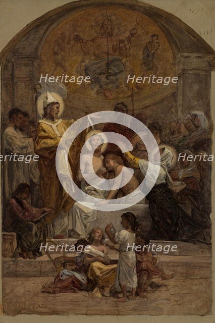 Esquisse pour l'église Saint-Augustin : Le Baptême de saint Augustin, 1870 — 1874. Creator: Diogene Ulyssee Napoleon Maillart.