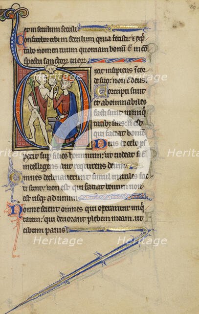 Initial D: David and the Fool; Wenceslaus Psalter, about 1250-1260. Creator: Unknown.