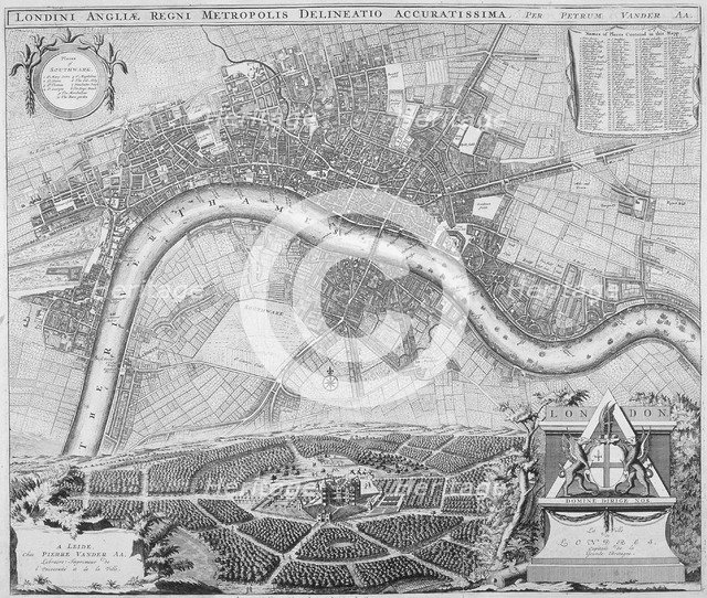 Map of London, 1690. Artist: Anon