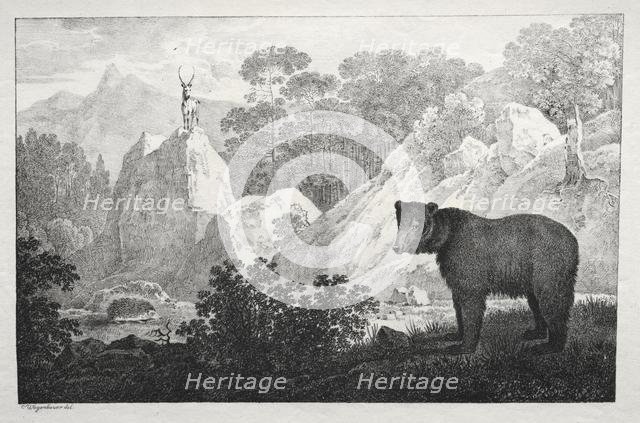 Mountainous Landscape with Bear in the Foreground. Creator: Maximilian Josef Wagenbauer (German, 1774-1829).