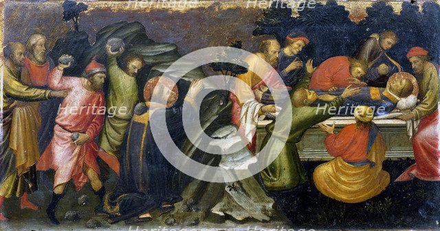Stoning and burial of St Stephen, the first Christian martyr, c36 (c1394-1424). Artist: Mariotto di Nardo