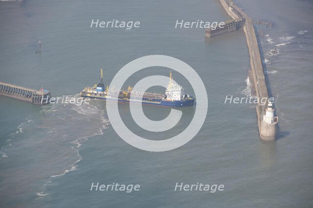 UKD Marlin, a trailing suction hopper dredger, Blyth harbour, Northumberland, 2016. Creator: Dave MacLeod.