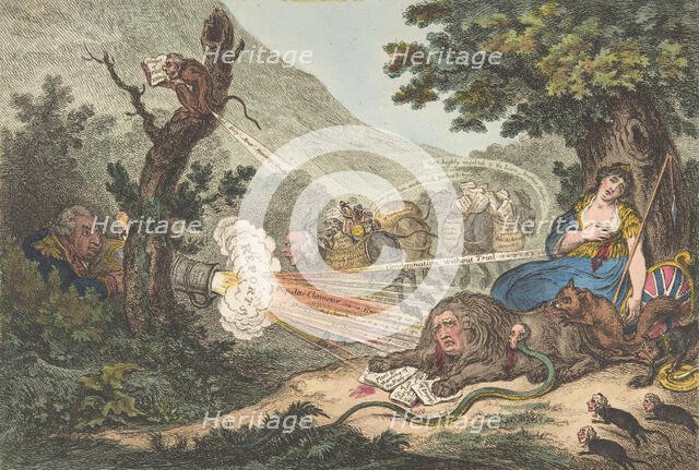 The Wounded Lion, July 16, 1805., July 16, 1805. Creator: James Gillray.