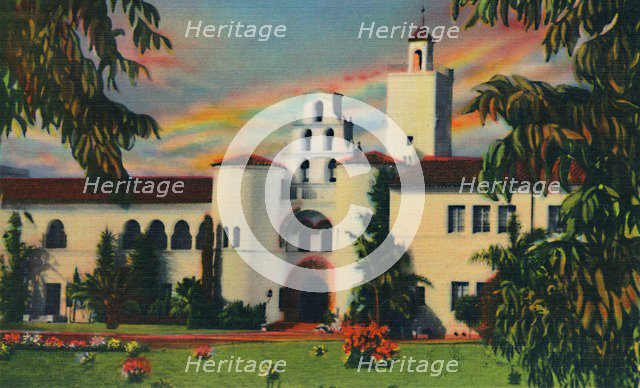 'Main Entrance. Administration Building, State College. San Diego, California', c1941. Artist: Unknown.