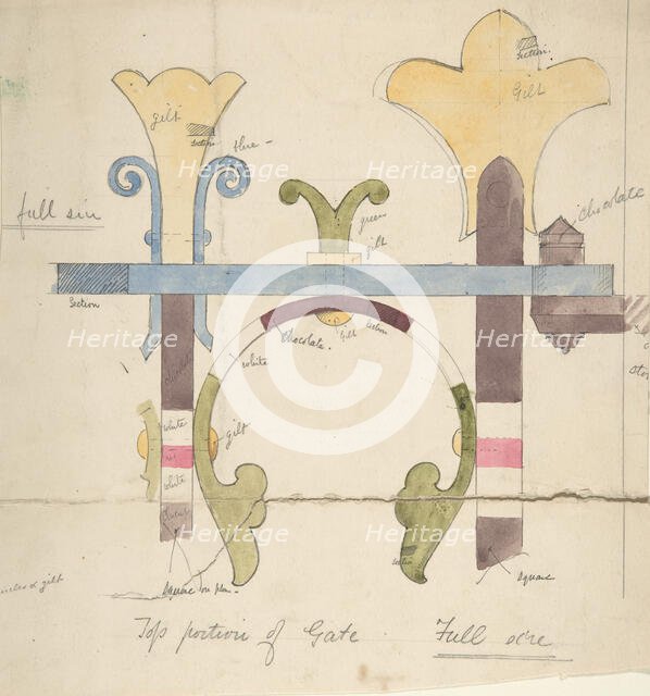 Design for Top Portion of a Gate, Full-Size, ca. 1880. Creator: Richardson Ellson & Co.