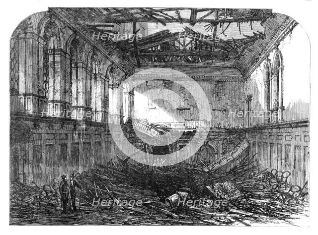 The Great Fire in the City: ruins of Haberdashers' Hall, 1864. Creator: Unknown.