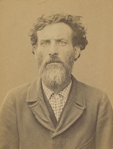 Pidoux. Jean. Victor. 45 ans, né au Châtelet (Seine-et-Marne). Estampeur de métaux. Anarch..., 1894. Creator: Alphonse Bertillon.