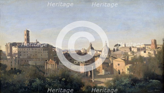 'The Forum Seen from the Farnese Gardens, Rome', 1826. Artist: Jean-Baptiste-Camille Corot    