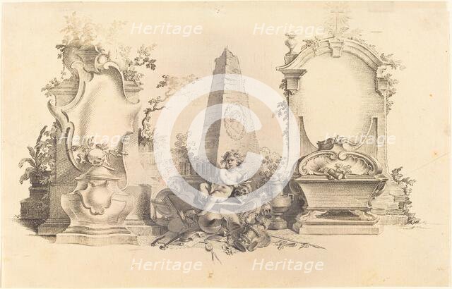 Cartouche Moderne with Emblems of Death. Creator: Johann Esaias Nilson.