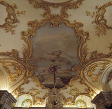 Detail of the pictorial decoration of the ceiling of the Fountain Room in the Royal Palace of La …