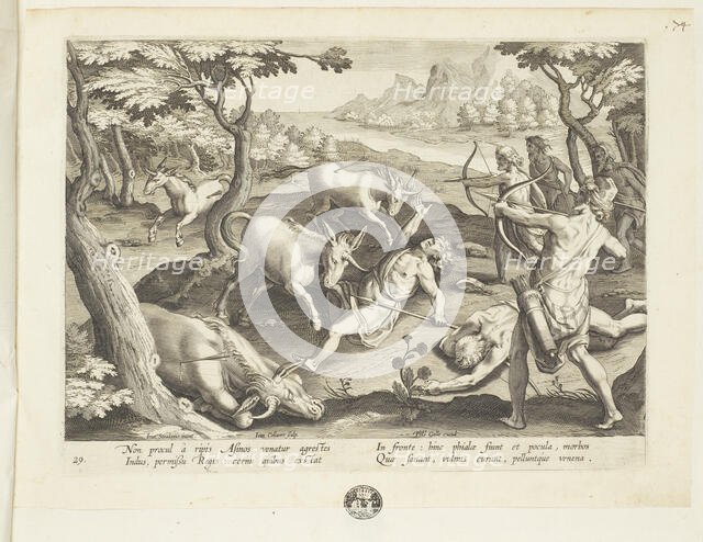 Venationes ferarum, avium, piscium (Hunts of wild animals, birds and fish). Plate 29, 1596. Creator: Hans Collaert the Younger.