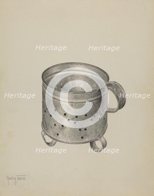 Pa. German Cheese Strainer, c. 1940. Creator: Amelia Tuccio.