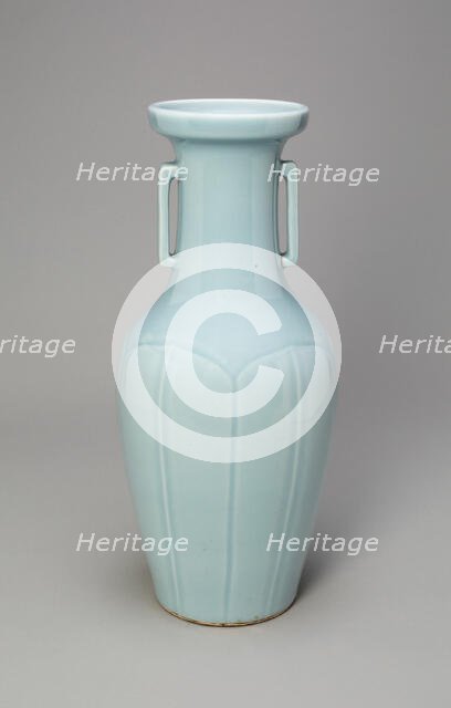 Vase with Rectangular Handles, Qing dynasty (1644-1911), Qianlong reign (1736-1795). Creator: Unknown.