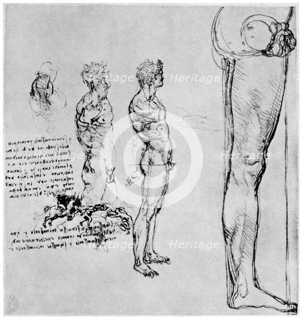 Nude studies for 'The Battle of Anghiari', c1503-1505 (1954). Artist: Leonardo da Vinci