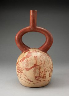 Stirrup Spout Vessel with Fineline Deer Hunt Motifs, 100 B.C./A.D. 500. Creator: Unknown.