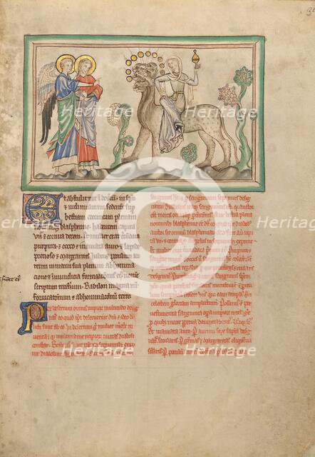 The Great Harlot on the Beast; Dyson Perrins Apocalypse, about 1255-1260. Creator: Unknown.