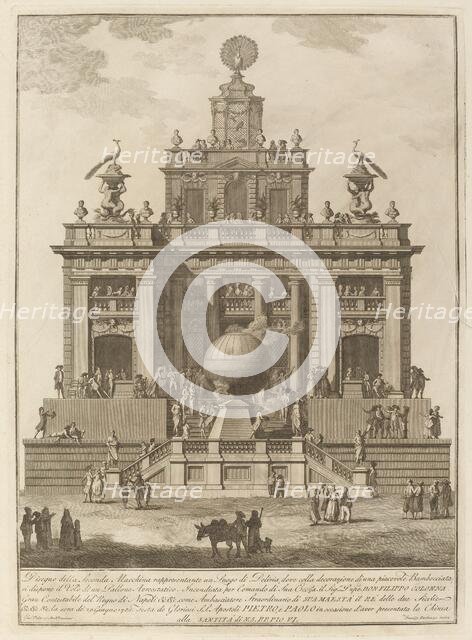 A Place of Delight with an Aerial Balloon, for the "Chinea" Festival, 1785. Creator: Francesco Barbazza.