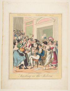 Theatrical Pleasures, Plate 5: Feasting in the Saloon, ca. 1835. Creator: Theodore Lane.