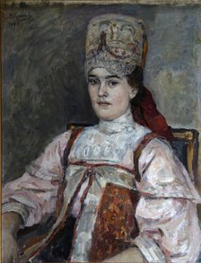 Portrait of Natalia Fyodorovna Matveyeva, 1908. Artist: Surikov, Vasili Ivanovich (1848-1916)