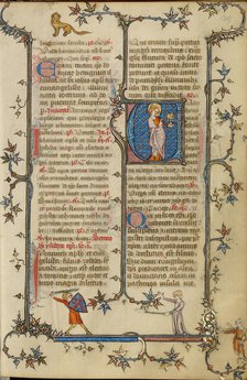 Initial V: Saint John the Evangelist; Breviary, about 1320-1325. Creator: Unknown.