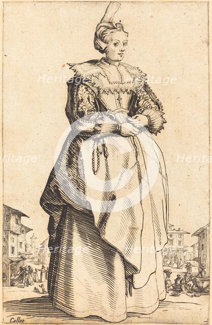 Noble Woman with a Small Hat, c. 1620/1623. Creator: Jacques Callot.