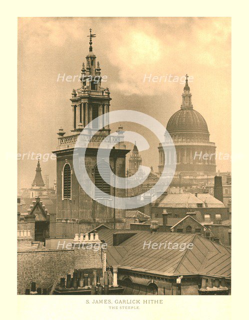 'St James, Garlick Hithe, The Steeple', mid-late 19th century. Creator: Unknown.