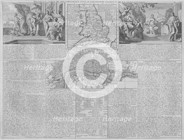 Maps of England, Wales and London, 1718. Artist: Anon