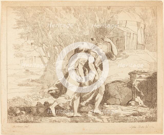 Two Fleeing Figures (Atlanta and Hippomenes?), 1784. Creator: Lydia Bates.