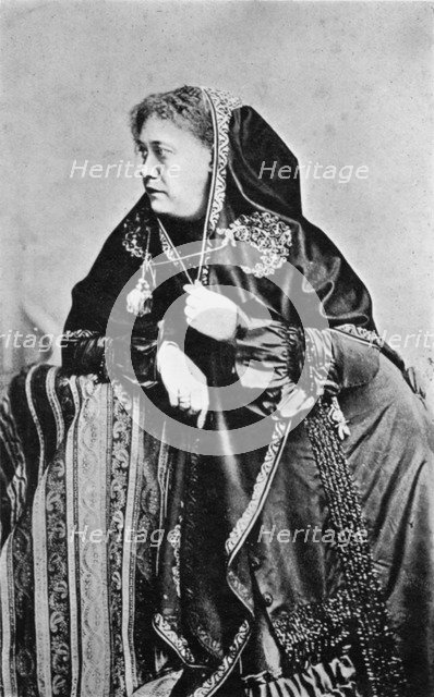 Helena Petrovna Blavatsky, Russian-born American theosophist, 1875. Artist: Unknown