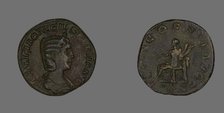 Sestertius (Coin) Portraying Empress Marcia Otacilia Severa, 244-249. Creator: Unknown.